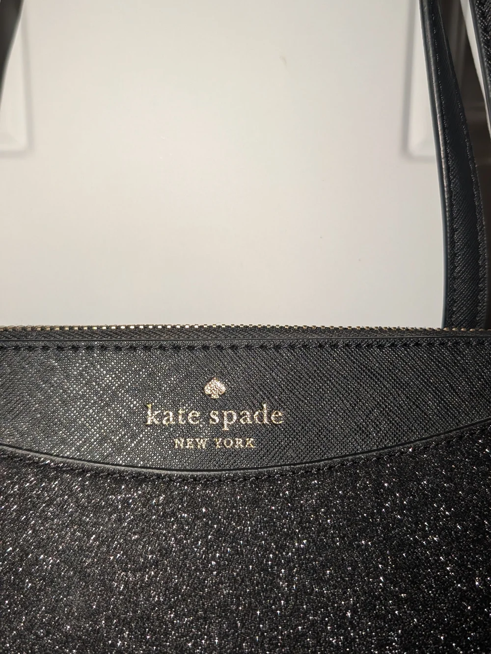 Kate Spade Joeley Lola Shimmy Glitter Top Zip Tote Shoulder Bag Black VGC